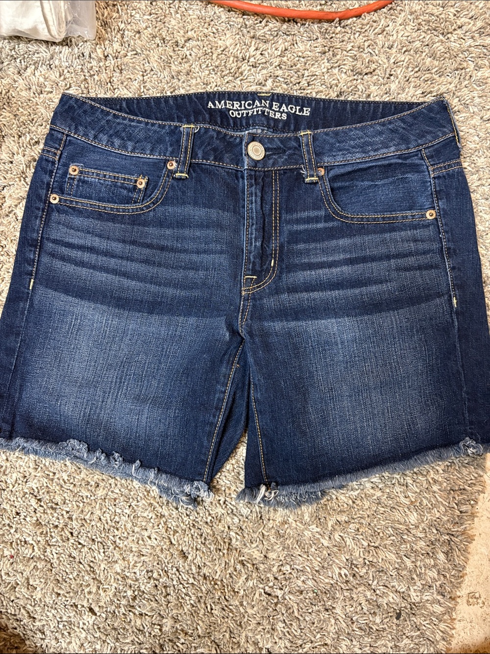 American Eagle Outfitters Navy Blue Frayed Hem Denim Shorts size 6